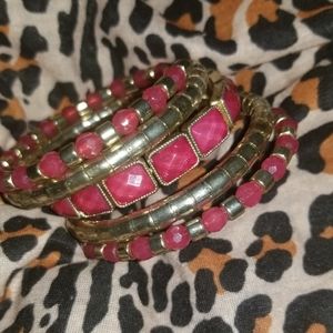 3/$10 Pink & Gold Gem Bracelet